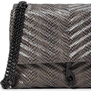 Rebecca Minkoff Edie Flap Shoulder (Black/Deep Taupe) Shoulder Handbags